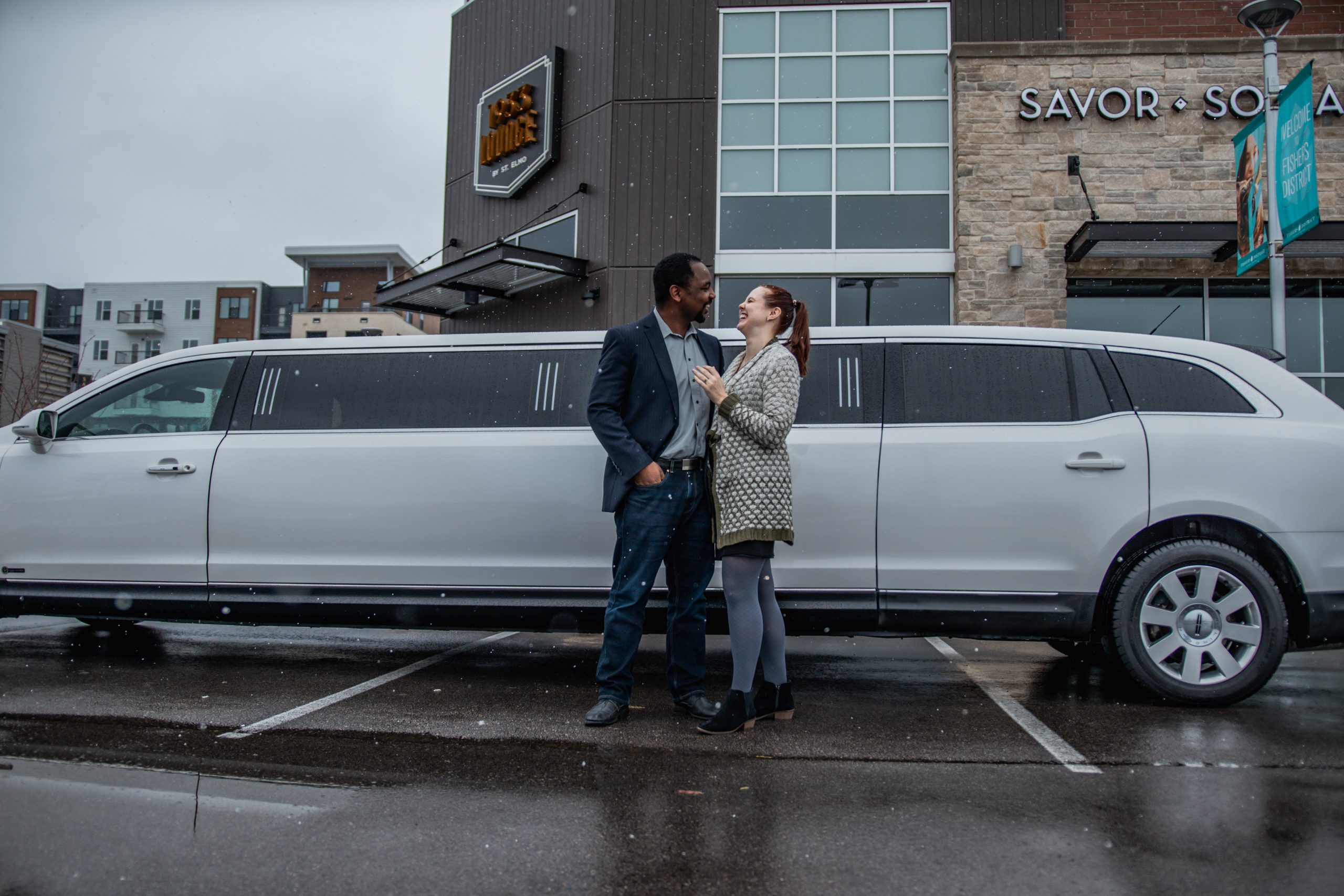 Anniversary Couple Side of Lincoln MKT Limo for Avant Garde Limousines & Coach