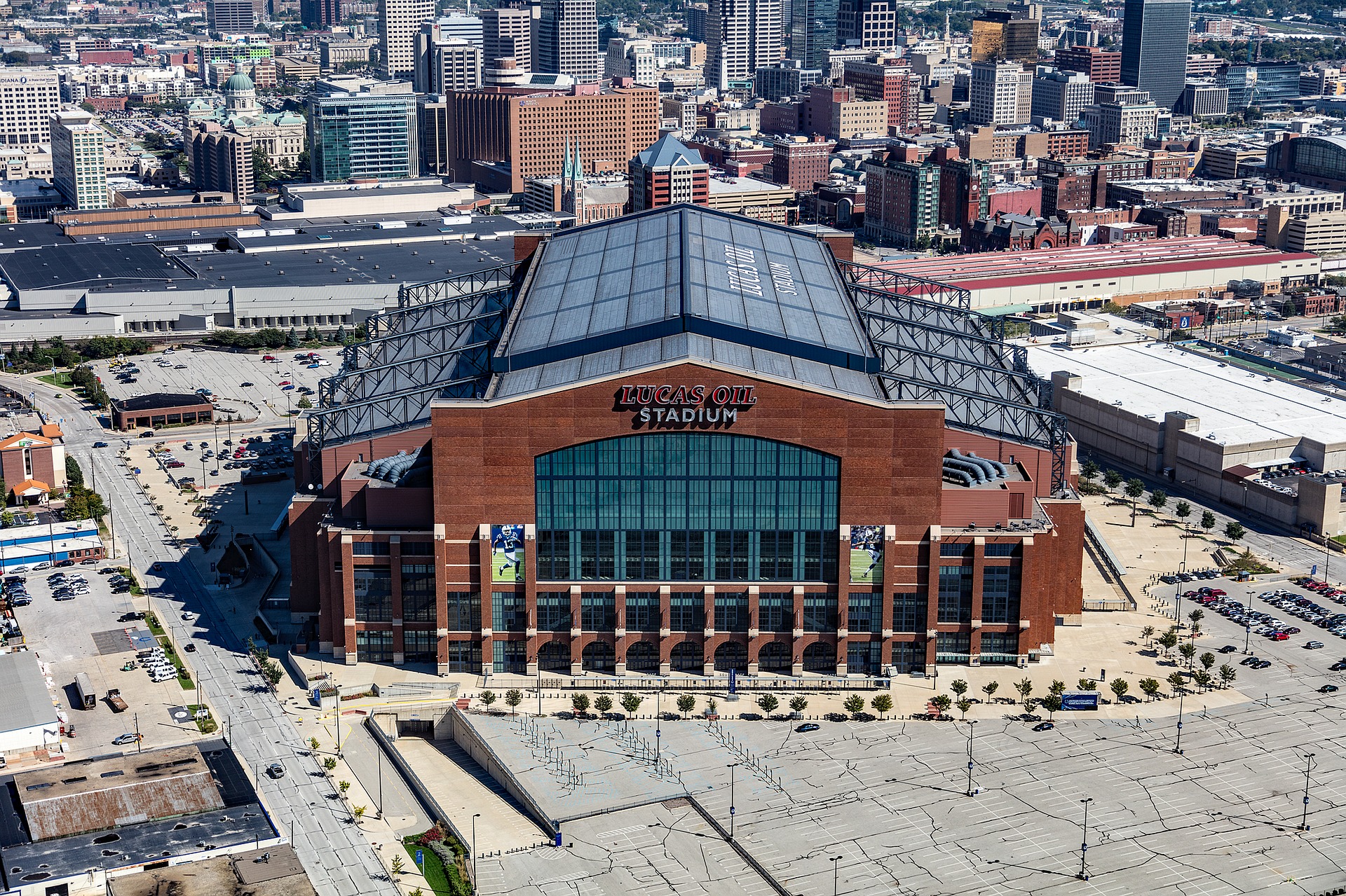 Front of Building Lucas Oil Stadium Indianapolis Colts Event Transportation by Avant Garde Limousines & Coach